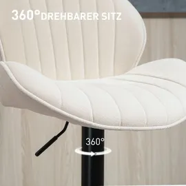 Homcom Barhocker 2er Set Höhenverstellbar Drehbar Tresenhocker mit Chenille-Optik, Beige