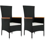 vidaXL Gartenstuhl 52,9 x 94,6 x 22,5 cm schwarz 2 St.