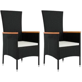 vidaXL Gartenstuhl 52,9 x 94,6 x 22,5 cm schwarz 2 St.