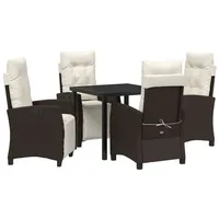 VidaXL 5-teiliges Garten-Esstisch-Stuhl Set Braun Poly Rattan