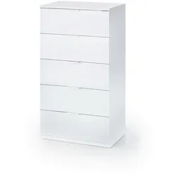 Dmora Kommode mit Schubladen Mesquite, Wöchentlich mit 5 Schubladen, Kommode für Schlafzimmer, Moderne wöchentlich, 60x40h110 cm, Weiß