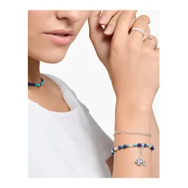 Thomas Sabo Armband mit blauen Steinen und Perlen aus 925 Sterlingsilber A2064-775-7 Größe 19