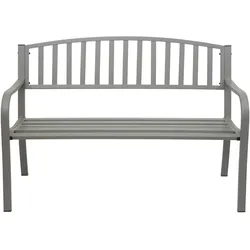 Mendler Gartenbank HWC-F43, Bank Parkbank Sitzbank, 2-Sitzer pulverbeschichteter Stahl ~ grau