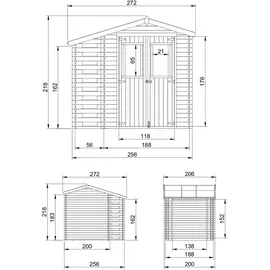 TIMBELA Gartenhaus Holz 272x218x206 cm/ Aufbewahrung - Geräteschuppen