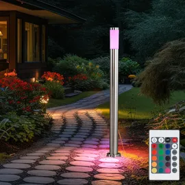 GLOBO Außen Stehlampe mit Farbwechsler Gartenlampe rgb led Wegeleuchte Außenstehlampe, led warmweiß dimmbar, 12,7x110cm, Garten Außenbereich