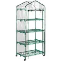Outsunny Gewächshaus mit Rolle, Regale, winterfest Foliengewächshaus aus Stahl, Treibhaus für Balkon, Garten, Tomatenhaus 69 x 50 x 165 cm, Tomatengewächshaus für Tomaten, Blumen, Pflanzen Transparent