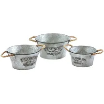 Kobolo 3tlg. Set Blumentopf METAL3PLANT58 in Silber | Gr.: onesize