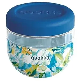 Quokka BUBBLE BLUE PEONIES | BEHÄLTER FÜR ESSEN AUS MS MIT SILIKONHÜLLE 770 ML