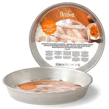 Decora DECORA, 0060824 Rundes Pastiera-Rondell Ø 24 x 4 h cm, Aus Zinnband, Gleichmäßige Wärmeverteilung, Ideal für langsames Kochen, Made in Italy, Silber/Schwarz
