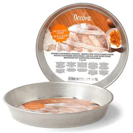 Decora DECORA, 0060824 Rundes Pastiera-Rondell Ø 24 x 4 h cm, Aus Zinnband, Gleichmäßige Wärmeverteilung, Ideal für langsames Kochen, Made in Italy, Silber/Schwarz