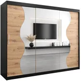 abiks möbel Schwebetürenschrank MADRYT 250 x 200 x 62 cm Schwarz