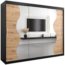 abiks möbel Schwebetürenschrank MADRYT 250 x 200 x 62 cm Schwarz