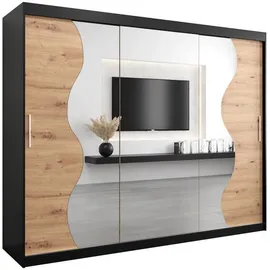 abiks möbel Schwebetürenschrank MADRYT 250 x 200 x 62 cm Schwarz