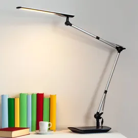 LINDBY LED Tischlampe 'Felipe' Dimmbar (Modern) in Alu 1-flammig Arbeitszimmerleuchte