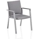 Kettler Stapelsessel RASMUS, Aluminium Silber / Sunbrella (100 % Polyacryl) Flanelle, Alu-Armlehnen - Sonderaktion