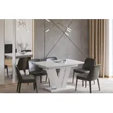 ENDO-Möbel Ausziehbarer Esstisch Lara Kaschmir 130-210cm (Weiss Hochglanz) - Weiß