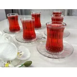 Pasabahce Elysia Set 12 Teilig mit Untertassen aus Glas transparent