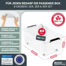 boxxivo Aufbewahrungsbox 39 x 26 x 58 cm 4-tlg. grau/transparente