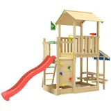 Jungle Gym Spielturm JUNGLE GYM "Keep", rot, Spieltürme, KinderB:419cm H:307cm T:181cm, Holz, Spielanlage mit Mini Market und Rutsche mit Wasseranschluss, B:419cm H:307cm T:181cm