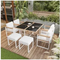 STILVORA Gartenlounge-Set Garten-Essgruppe 6 personen Rattan Outdoor Gartenmöbel,Glas Tischplatt, (Garten-Lounge-Set, Gartenmöbel-Set, Outdoor-Sofa-Set, Balkonset, 7-tlg., Tisch aus gehärtetem Glas), für 6 Personen, für den Außenbereich schwarz