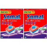 Somat All in 1 Spülmaschinen Tabs (2x100 Tabs), Geschirrspül Tabs für strahlende Sauberkeit auch bei niedrigen Temperaturen, kraftvoll gegen Eingetrocknetes