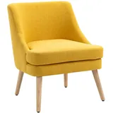 Esszimmerstuhl mit Armlehne Bürostuhl Polsterstuhl modern Leinen-Touch Holz Gelb 63 x 69 x 79,5 cm