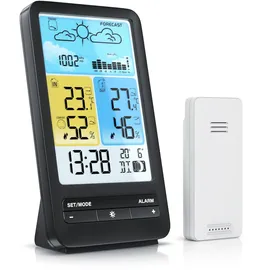 Bearware Wetterstation Funk mit Farbdisplay und Außensensor - DST - Temperaturwarnung Alarm Frostalarm
