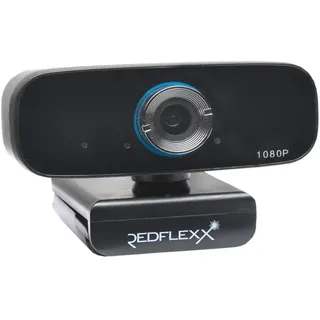 REDFLEXX REDCAM RC-250 Full HD-Webcam mit 1080p 1920x1080 USB-Anschluss, Integriertes Mikrofon mit Noise Cancelling, Panoramagelenk 360 Grad horizon