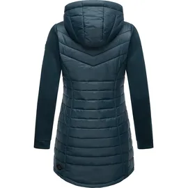 Ragwear Damen, Übergangsjacke leichte lang Steppjacke mit weichen Ärmeln und Kapuze Sandrra Long Petrol Gr. S - S