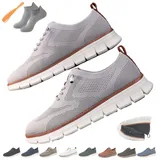 Ultrabequeme, Stützende Schuhe Für Männer, Ortho-Stretch-Polsterschuhe, Herren-Freizeitschuhe Mit Mesh-Einsätzen, Atmungsaktiv, Leichte, Weiche Sohle, Slip On Shoes(Hellgrau,48) - 48 EU