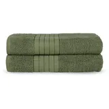 Good Morning Badetuch »Uni Towels«, (2 St.), mit gewebtem Rand, grün