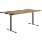 TOPSTAR E-Table elektrisch höhenverstellbarer Schreibtisch buche rechteckig, T-Fuß-Gestell grau 180,0 x 80,0 cm