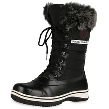 VAN HILL Warm Gefütterte Damen Stiefeletten Winterboots Stiefel Schuhe 202135 Schwarz 40 - 40 EU