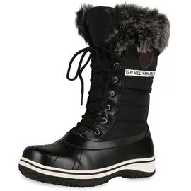 VAN HILL Warm Gefütterte Damen Stiefeletten Winterboots Stiefel Schuhe 202135 Schwarz 40 - 40 EU