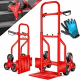 Masko Masko® Treppenkarre Sackkarre 200kg Transportkarre Treppensteiger Stapelkarre Rot