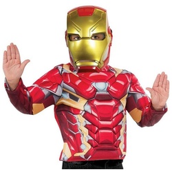 Rubie ́s Kostüm Iron Man Muskelshirt Kostümset, Eisenharte Superhelden-Verkleidung mit Oberteil und Maske rot