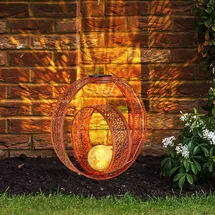 GLOBO LED Solarleuchte, Erdspieß, Crackle-Glas, rost, H 42 cm