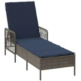 vidaXL Sonnenliege Grau PE Rattan 157 x 55 x 92 cm Faltbar Sonnenliege
