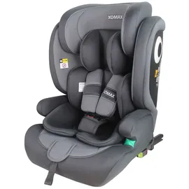 XOMAX Kindersitz ISOFIX I mitwachsend I 9-36 kg, 15 Monate - 12 Jahre, Gruppe 1/2/3 I 5-Punkt-Gurt und 3-Punkt-Gurt I Bezug abnehmbar und waschbar I ECE R129 I anthrazit-grau
