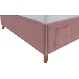 Sofa.de Polsterbettgestell mit USB-Anschluss ¦ rosa/pink ¦ Maße (cm): B: 130 H: 90