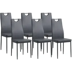 Albatros Esszimmerstühle SALERNO 6er Set, Grau - Edles Italienisches Design, Polsterstuhl Kunstleder-Bezug, Modern und Stilvoll am Esstisch