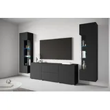 INOSIGN Wohnwand »KENIA«, (Komplett-Set, 3 St.), Vitrinen mit Eckverglasung, hängend und stehend montierbar, schwarz