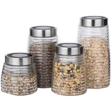 Michelino Aufbewahrung Gläser Set von 4 Aufbewahrungsgläser Set von 4 Aufbewahrungsgläser, AufbewahrungGläser, Marmelade Gläser, Konservierung - Transparent