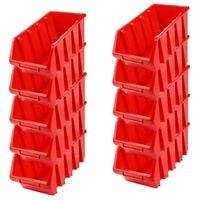 PROREGAL Mega Deal 10x Sichtlagerbox 4 | HxBxT 15,5x20,4x34cm | Polypropylen | Rot | Sichtlagerbehälter, Sichtlagerkasten, Sortierbehälter