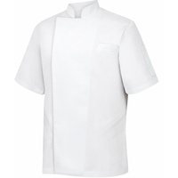 METRO Professional Herren-Kochjacke, 1/2 Arm, Größe L, weiß mit weißer Paspelierung