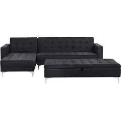 Ecksofa mit Stauraum-Ottomane ABERDEEN Graphitgrau mit Stauraum Rechtsseitig
