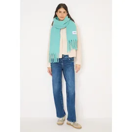 Cecil Schal CECIL, Damen, Gr. onesize, sea foam blau, Stoff, 100% Polyester, unifarben, Modetücher Schal, mit Fransenkante