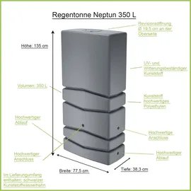 Prosperplast Regenwasserbehälter Aqua Tower 350 l hellgrau
