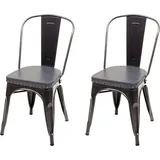 2er-set Esszimmerstuhl Hhg 447e, Küchenstuhl Stuhl, Chesterfield Metall Kunstleder Industrial Gastronomie Schwarz-grau