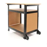 XPOtool Werkbank 69 x 51 x 66 - Arbeitsbock, Werkbank (50 cm, höhenverstellbarer Werktisch, Arbeitstisch mit 2 Rollen, 2 Ablagen und seitliche Lochwand